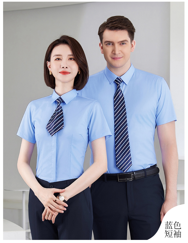 Concealed placket plain bamboo fiber short-sleeved shirt DZ1-8709 women short-sleeved