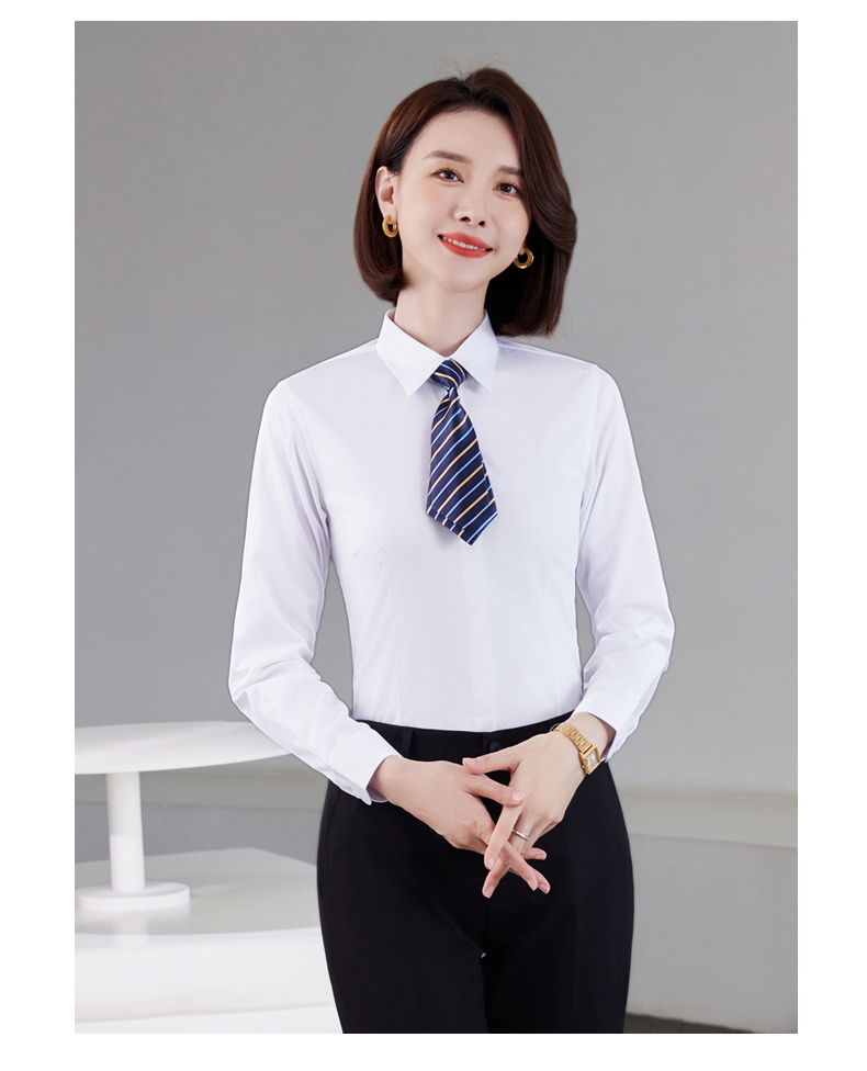 Concealed placket plain bamboo fiber short-sleeved shirt DZ1-8709 women short-sleeved