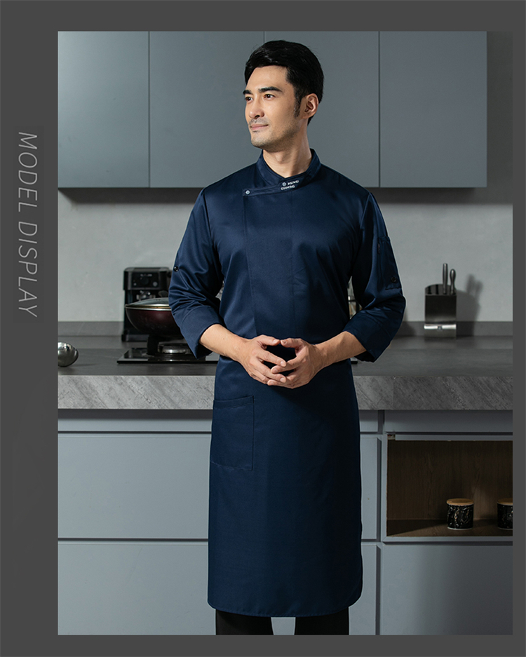 American style embroidered collar fashionable three-dimensional long-sleeved chef uniform H12-American style embroidered collar