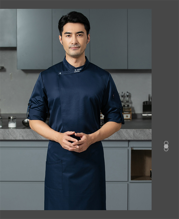 American style embroidered collar fashionable three-dimensional long-sleeved chef uniform H12-American style embroidered collar