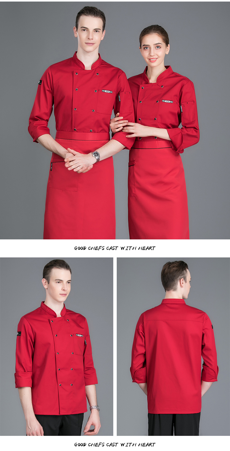 Leather label long sleeve chef uniform H02-21LY097-100