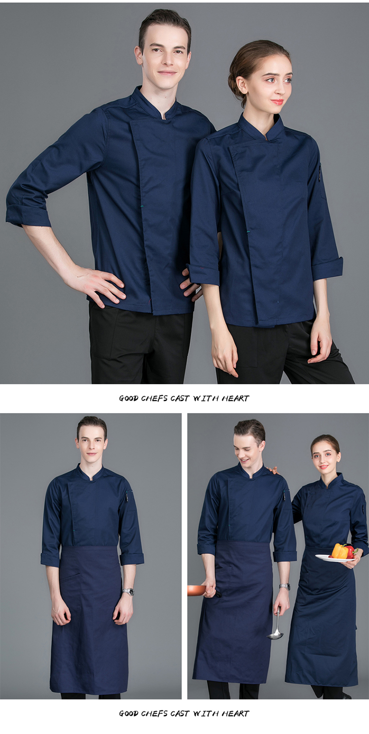 Full process polyester cotton bar knot long sleeve chef uniform H02-21LY072-075