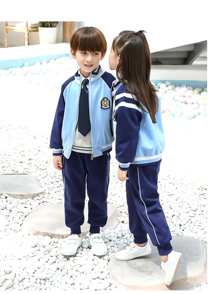 Sports style elementary and middle school students children school uniform set 669-701 two-piece set