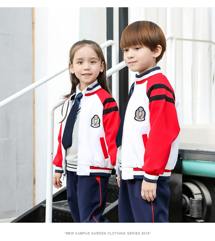 Sports style elementary and middle school students children school uniform set 669-701 two-piece set