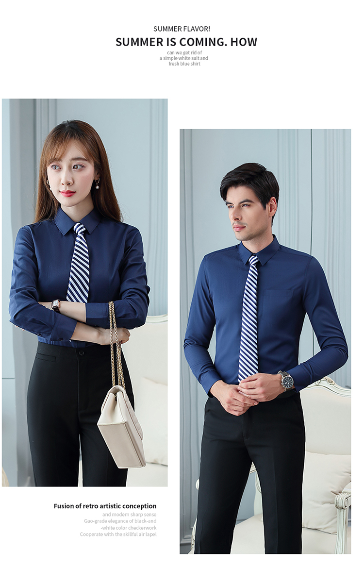 Fine twill business professional long-sleeved shirt for men and women DQ1-9817 long-sleeved shirt