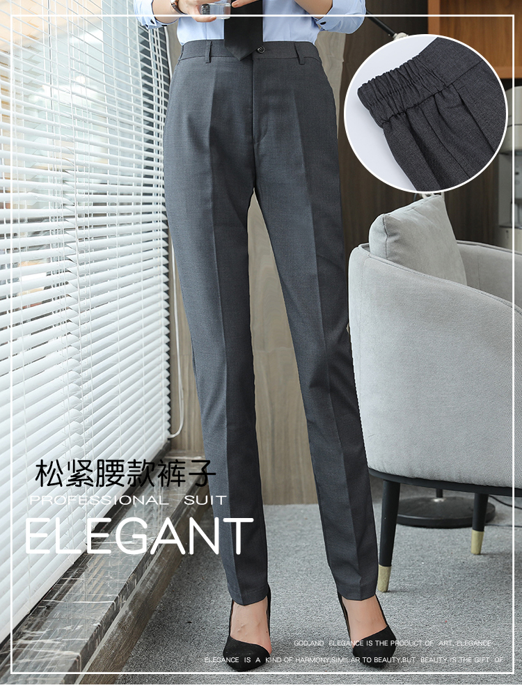 Serge elastic waistband straight trousers for women 111-913 women trousers