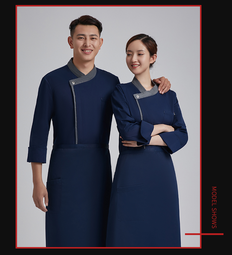 Polyester cotton trim three-button long-sleeved chef uniform top H03-L012