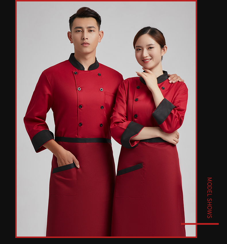 Comfortable wool stand collar kitchen long sleeve chef uniform top H03-L034