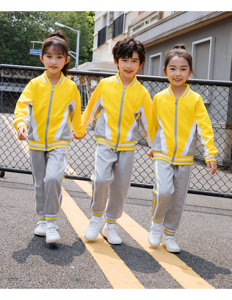 South Korean silk breathable primary and secondary school students school uniform long-sleeved suit children style 455-9265 two-piece suit