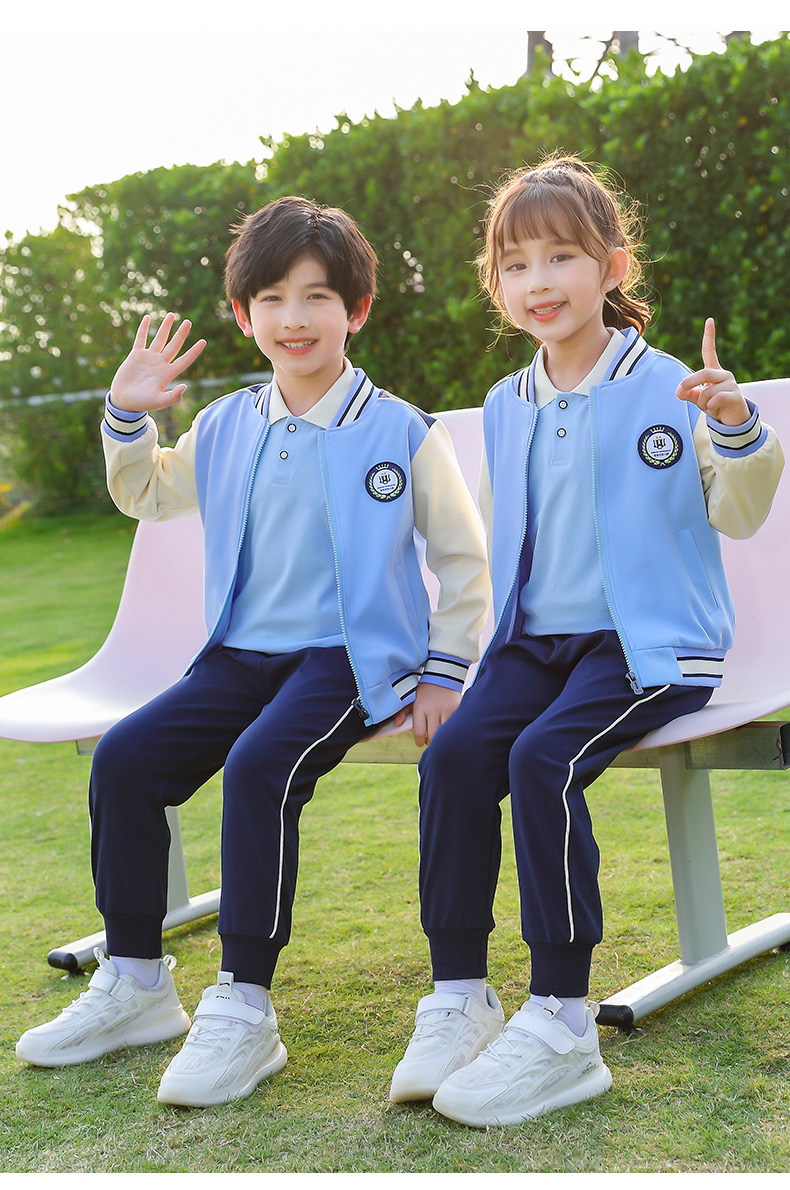 Autumn and winter primary and secondary school students sports British style school uniform long-sleeved suit two-piece suit (including badge) 669-302