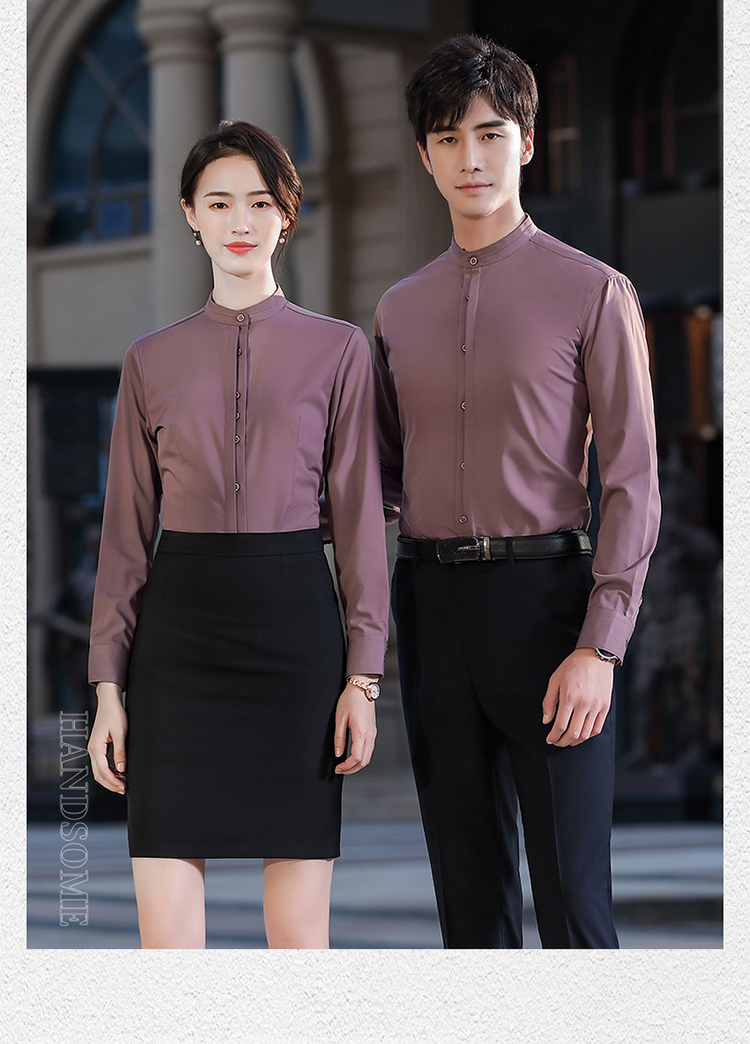 Business bamboo fiber non-iron stand-up collar long-sleeved shirt 188-8183 men long-sleeved shirt