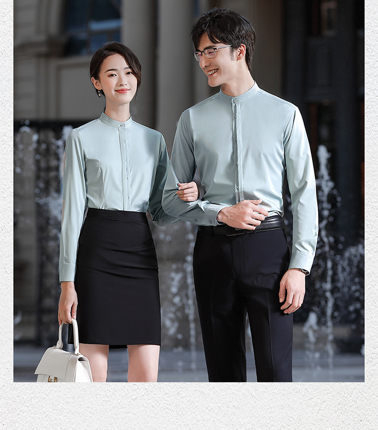 Business bamboo fiber non-iron stand-up collar long-sleeved shirt 188-8183 men long-sleeved shirt