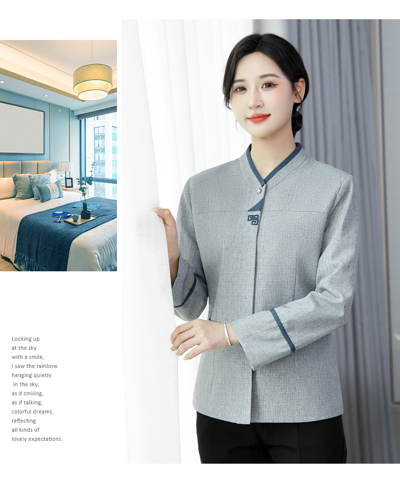 Triangle stand collar long sleeve hotel cleaning work clothes universal style H31-BJ03