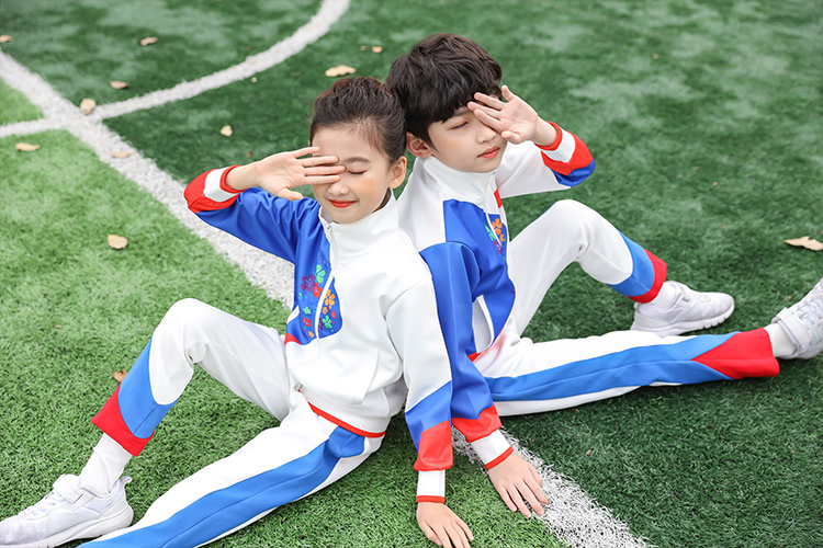 Primary and secondary school students Olympic style petal school uniform sportswear jacket blue D17-20119W