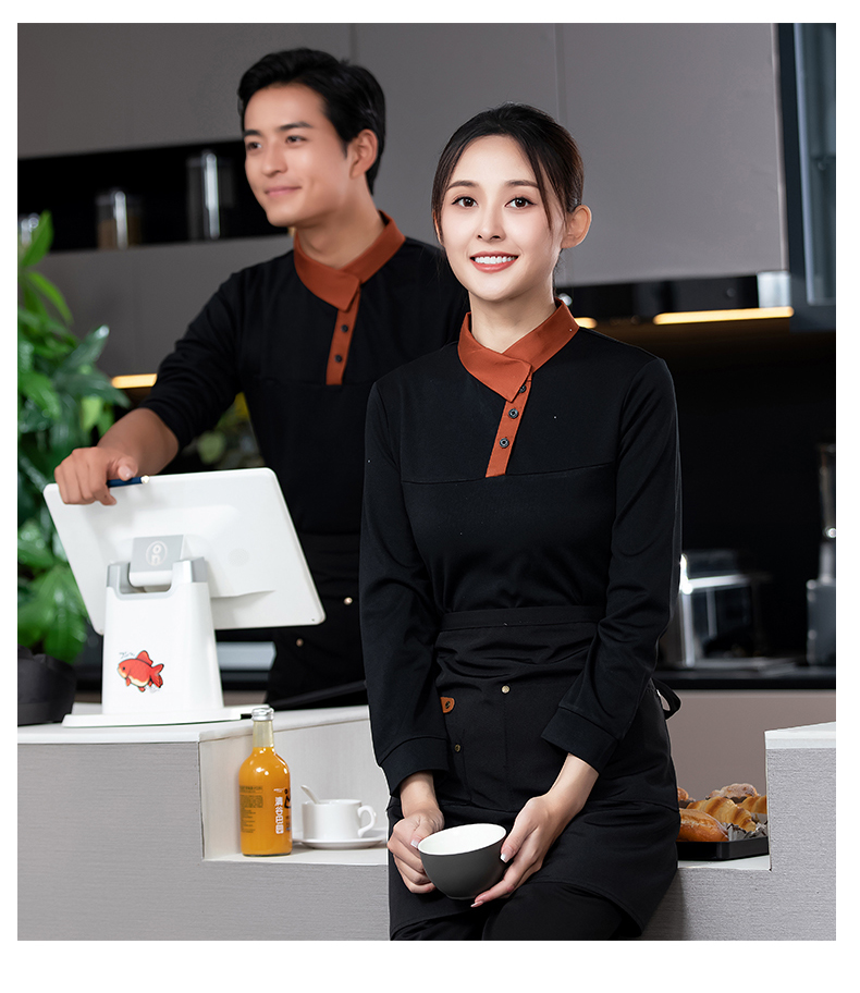 New collar waiter long-sleeved work clothes H02-23606