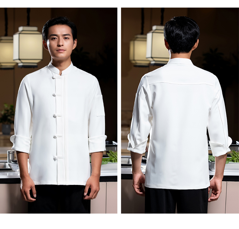 Chinese style cloth button long sleeve chef uniform work clothes H02-23665