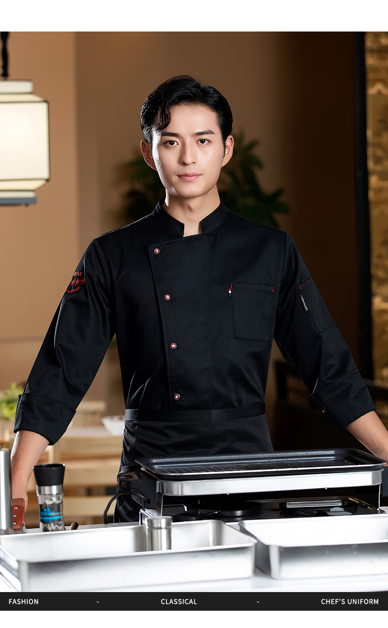 Five-star button chef uniform work clothes long sleeve H02-23673