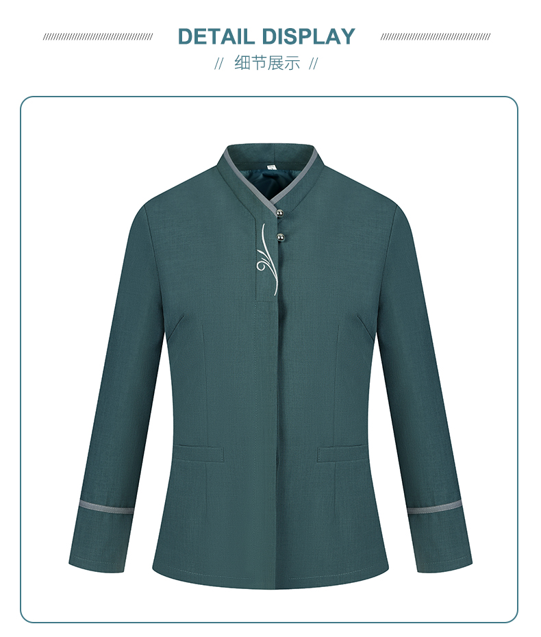 Embroidered 2-button cleaning uniform work clothes for men and women H14-MYc23001-07