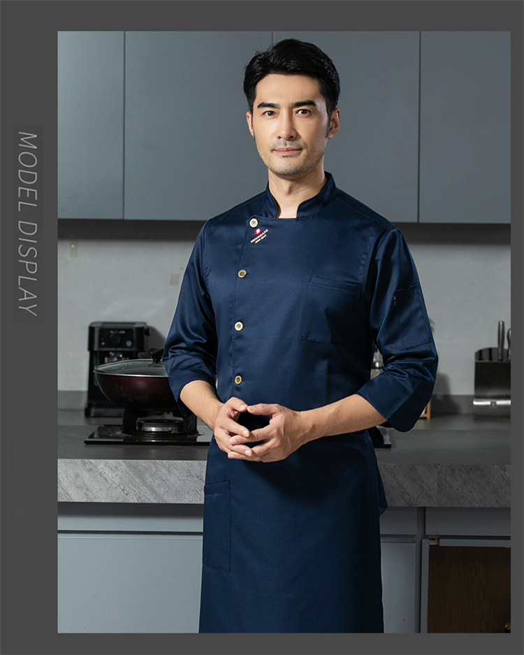 Loose and comfortable Ming copper imitation cotton three-quarter sleeve chef uniform H12-Ming copper imitation cotton three-quarter sleeve