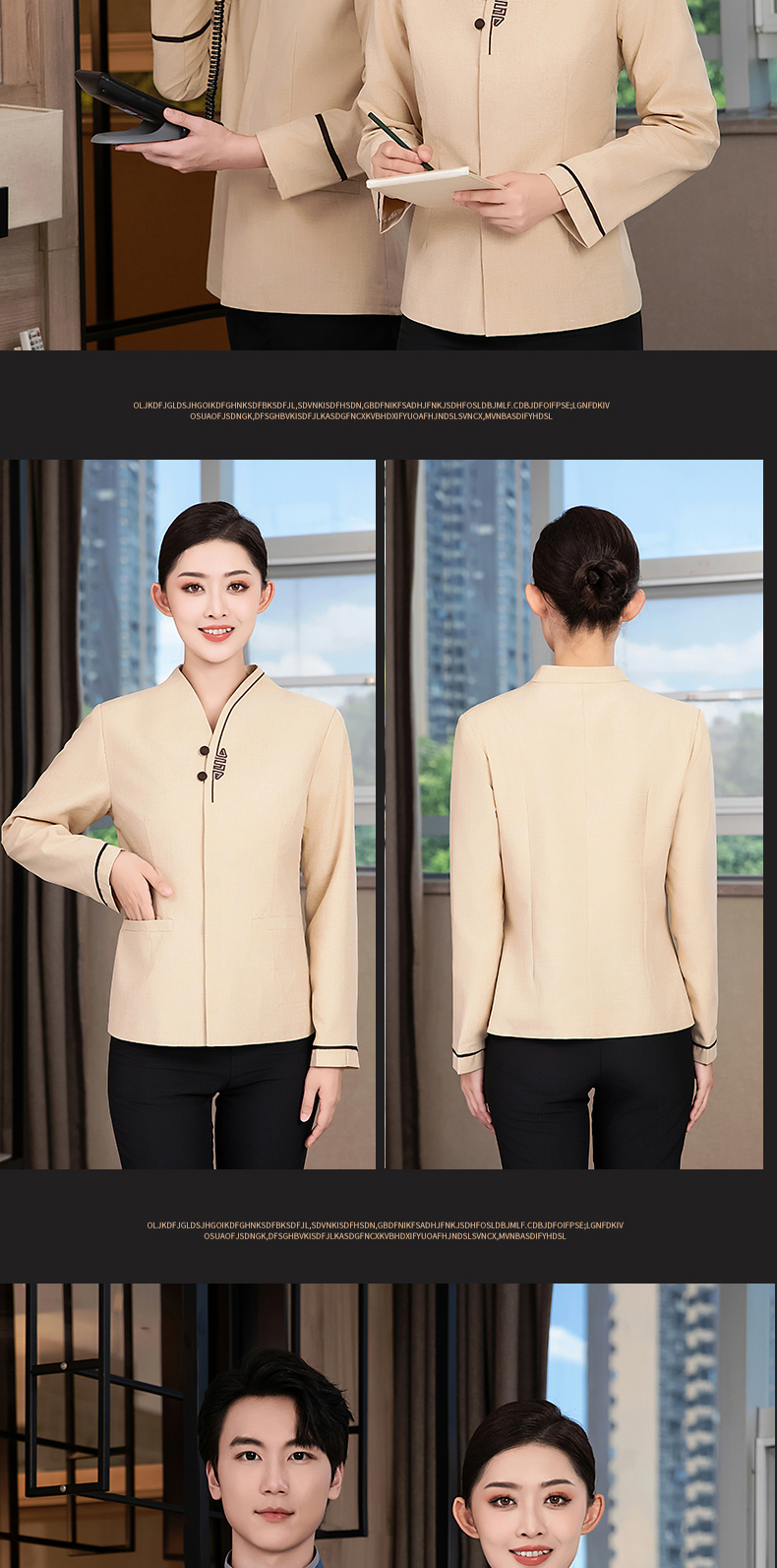 Double Happiness Long Sleeve Cleaning Work Clothes Top Women H27-Double Happiness Long Sleeve