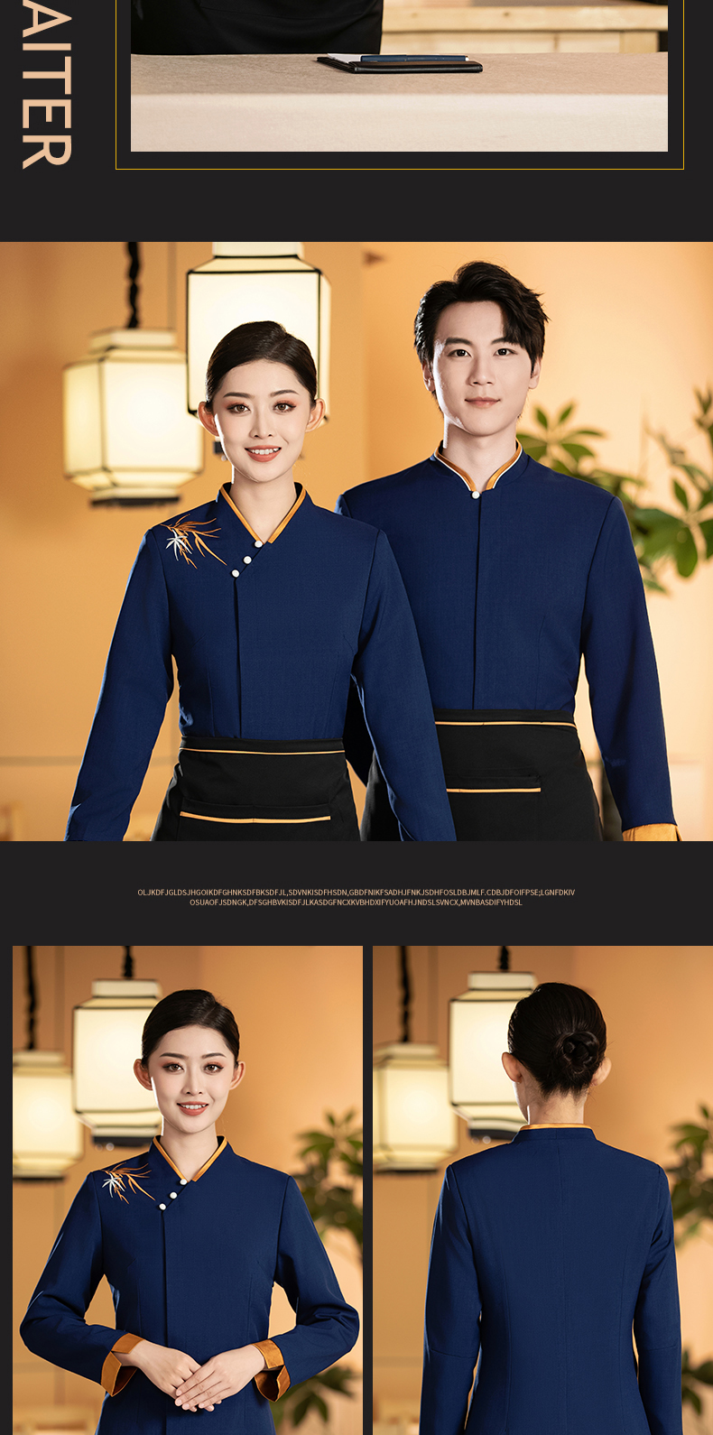 Zhuyun Qingfeng long-sleeved waiter work clothes tops for women H27-Zhuyun Qingfeng