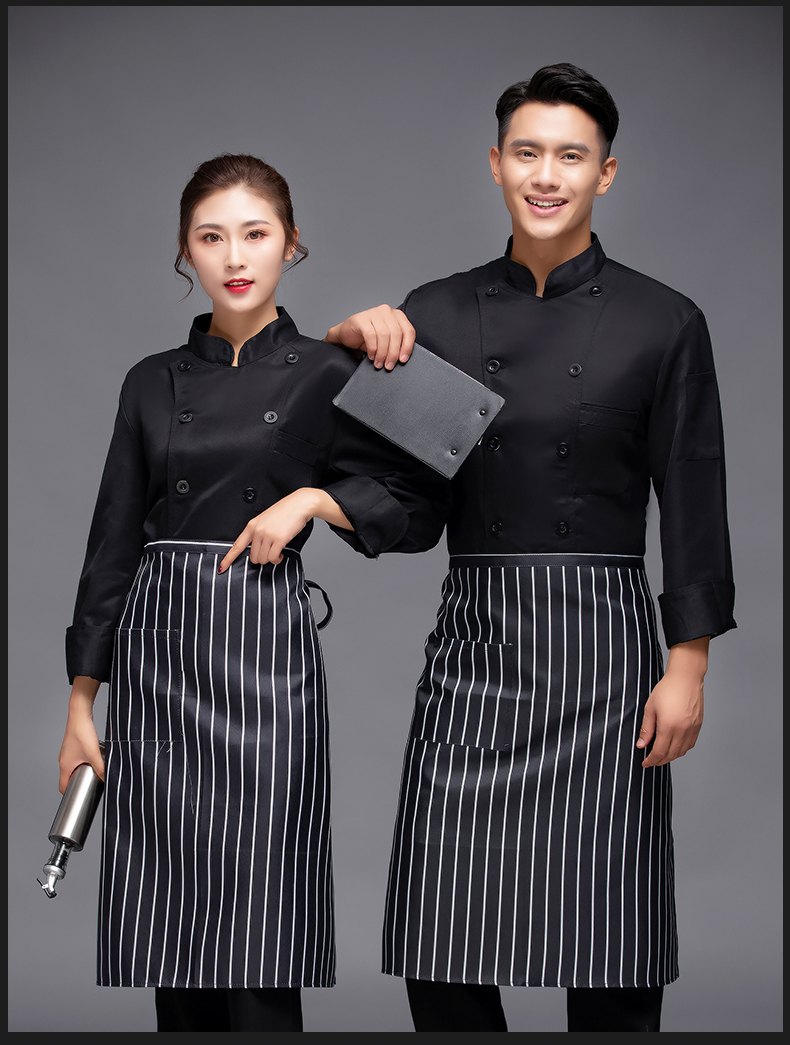 Solid color double row restaurant long sleeve chef uniform top H12-L030