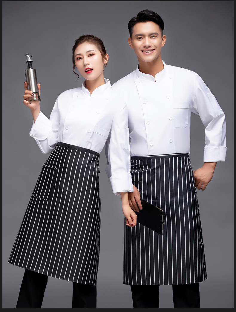 Solid color double row restaurant long sleeve chef uniform top H12-L030