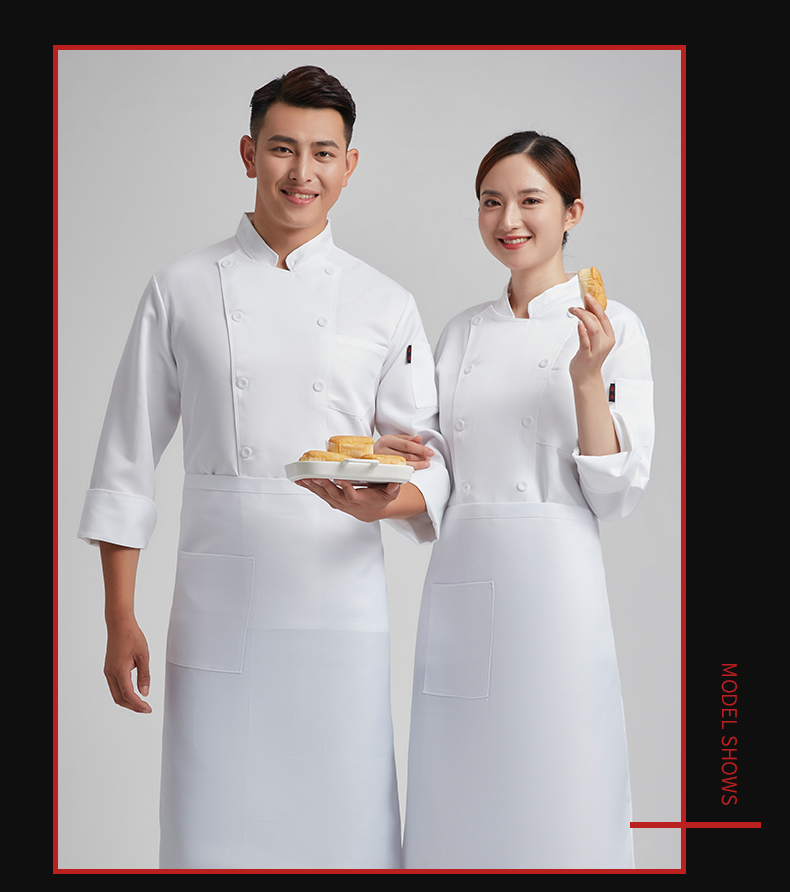 Comfortable wool stand collar kitchen long sleeve chef uniform top H03-L034