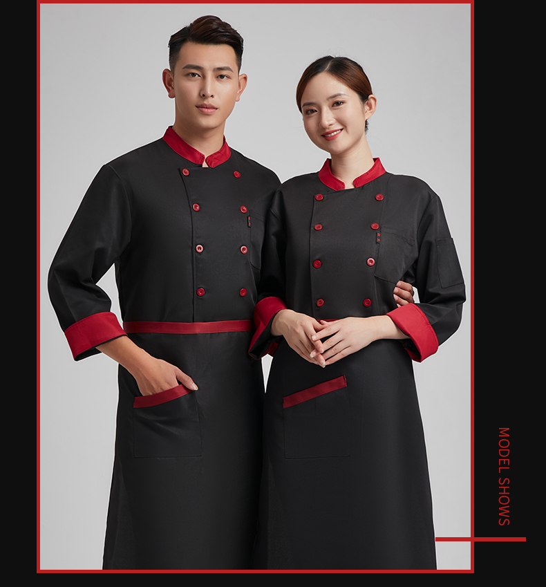 Comfortable wool stand collar kitchen long sleeve chef uniform top H03-L034