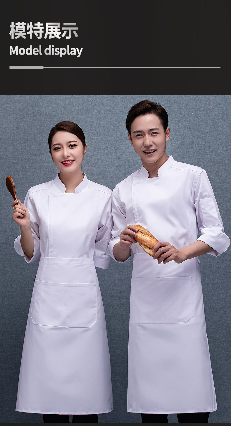 Cotton Shaka three-quarter sleeve zipper chef uniform top universal style H02-21LY004-006