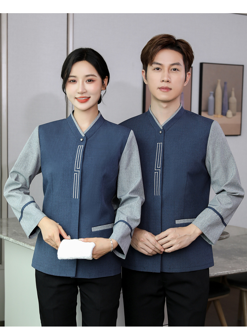 Great Wall V-neck hotel long-sleeved cleaning work clothes H31-BJ04