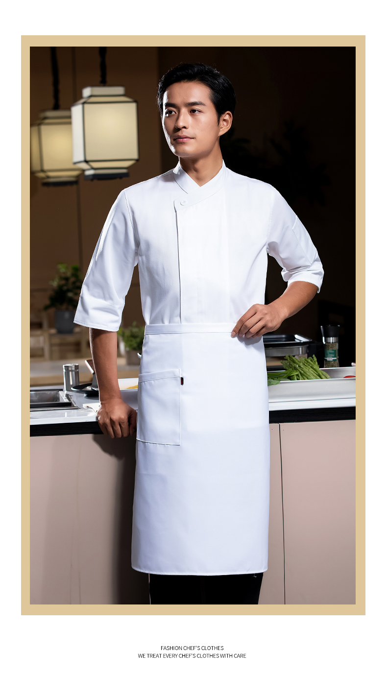 One button three-quarter sleeve long-sleeved chef uniform H02-23661