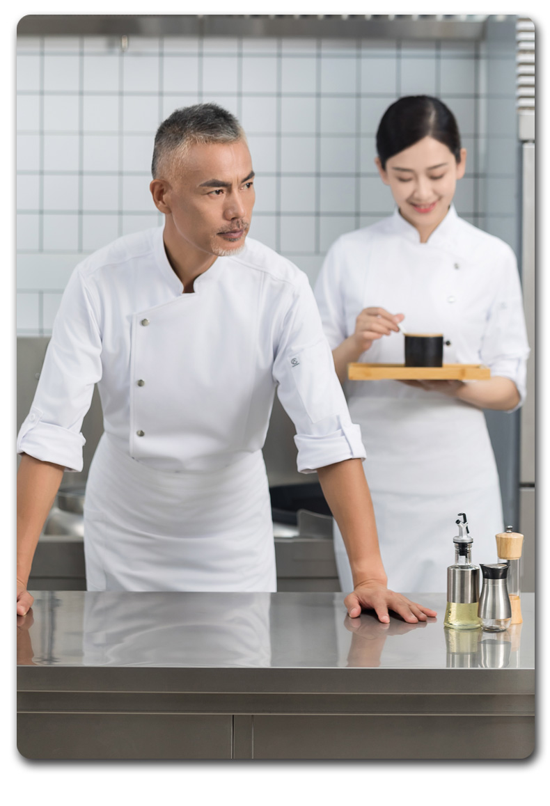 Medical single row snap button long sleeve chef uniform H01-23103