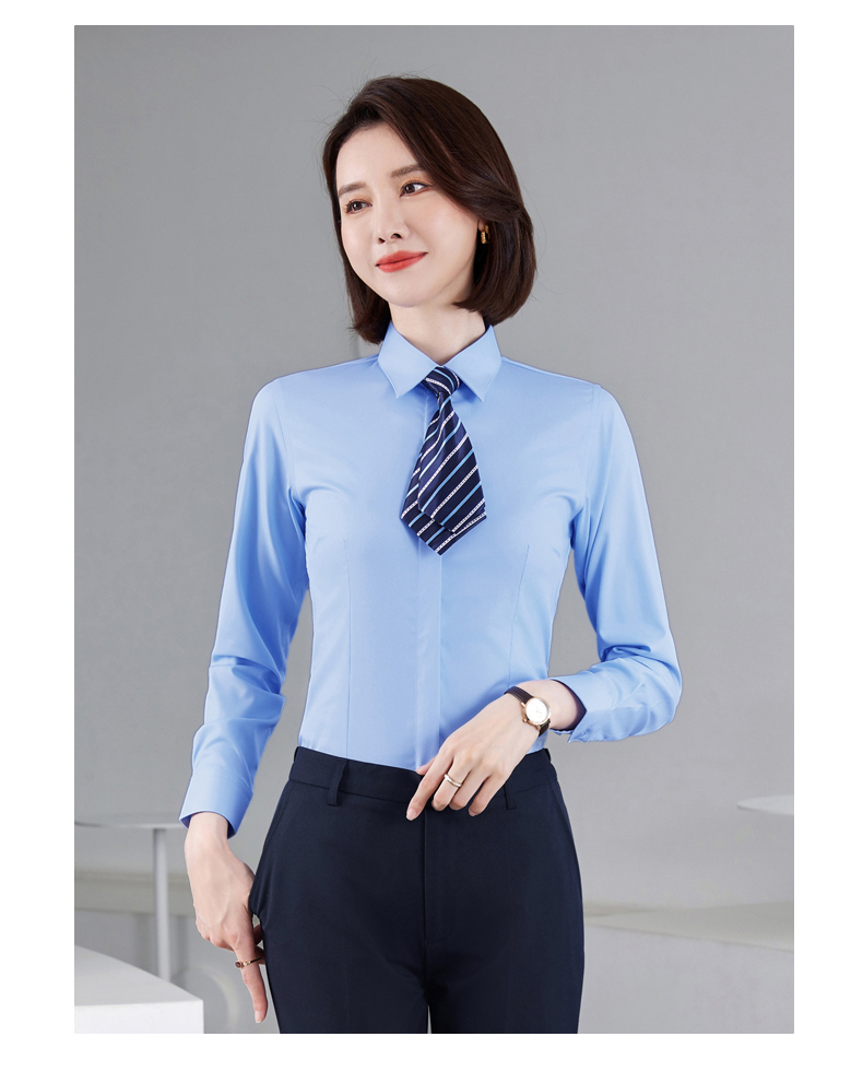 Concealed placket plain bamboo fiber short-sleeved shirt DZ1-8709 women short-sleeved