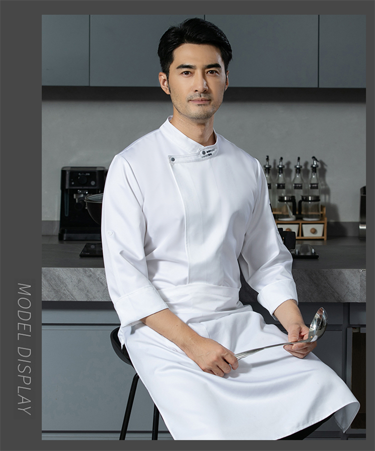 American style embroidered collar fashionable three-dimensional long-sleeved chef uniform H12-American style embroidered collar