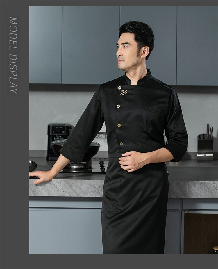 Loose and comfortable Ming copper imitation cotton three-quarter sleeve chef uniform H12-Ming copper imitation cotton three-quarter sleeve