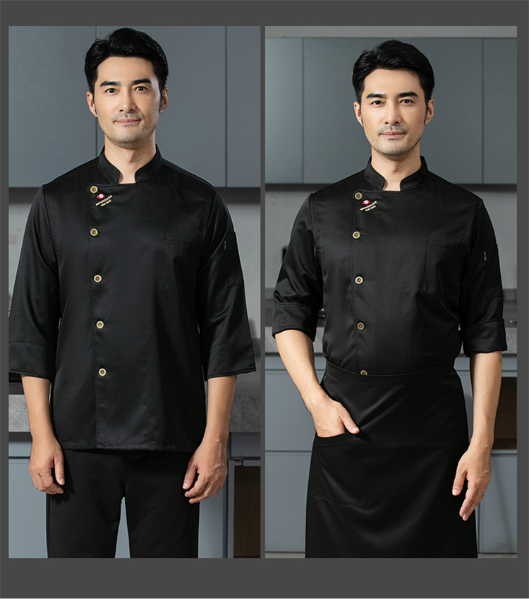 Loose and comfortable Ming copper imitation cotton three-quarter sleeve chef uniform H12-Ming copper imitation cotton three-quarter sleeve