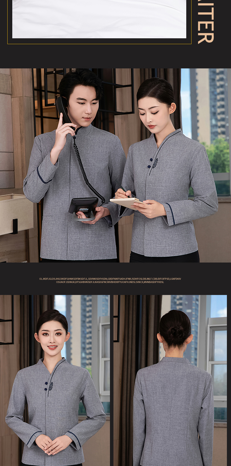 Double Happiness Long Sleeve Cleaning Work Clothes Top Women H27-Double Happiness Long Sleeve