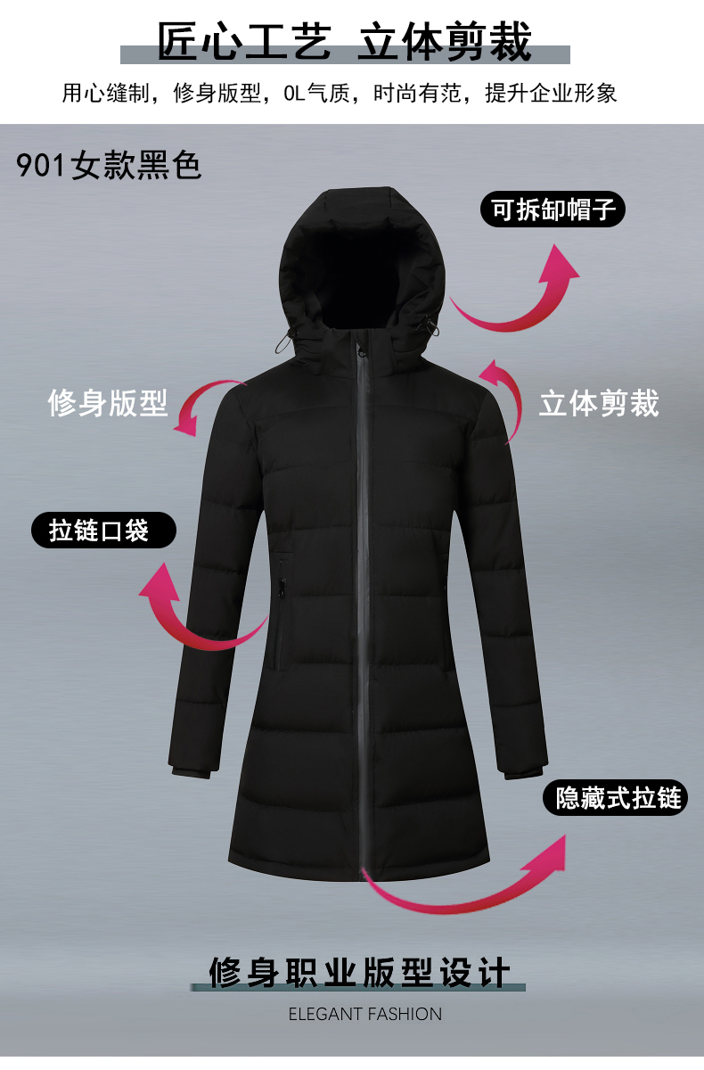 Padded and thickened zipper business cotton jacket H27-901