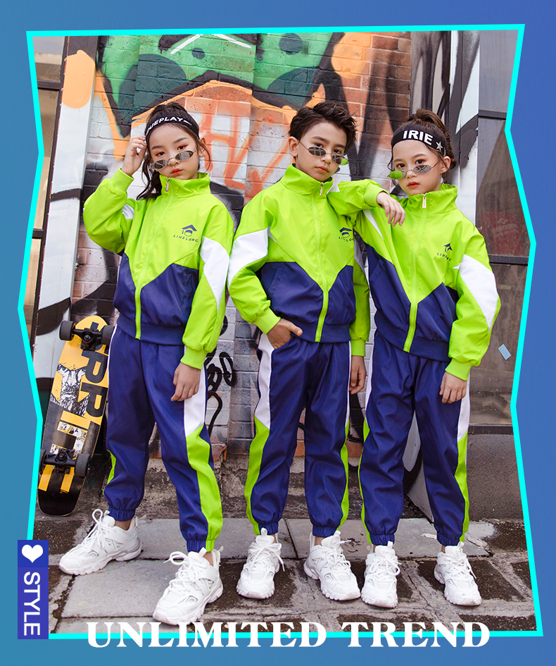 Sports style contrast color primary and secondary school students teacher two-piece school uniform suit 455-9205