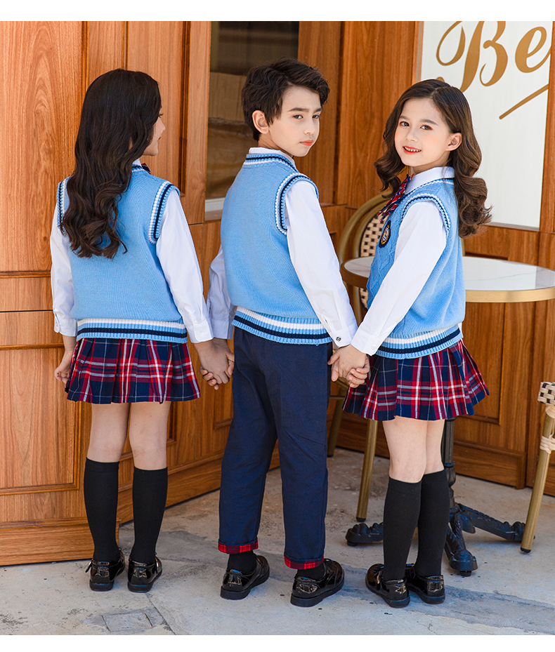 Cotton vest for primary and secondary school students, four-piece school uniform set 455-9252