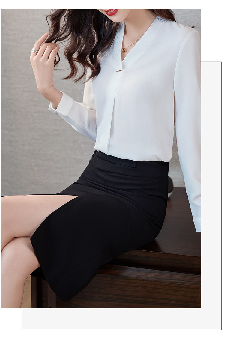 Temperament elegant V-neck professional long-sleeved shirt for women DY2-028 long-sleeved shirt