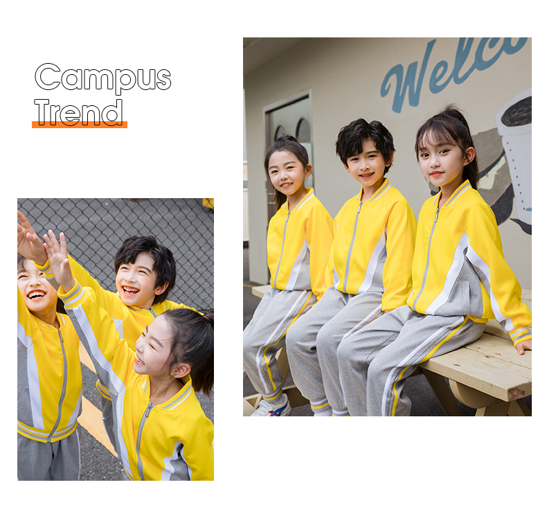 South Korean silk breathable primary and secondary school students school uniform long-sleeved suit children style 455-9265 two-piece suit