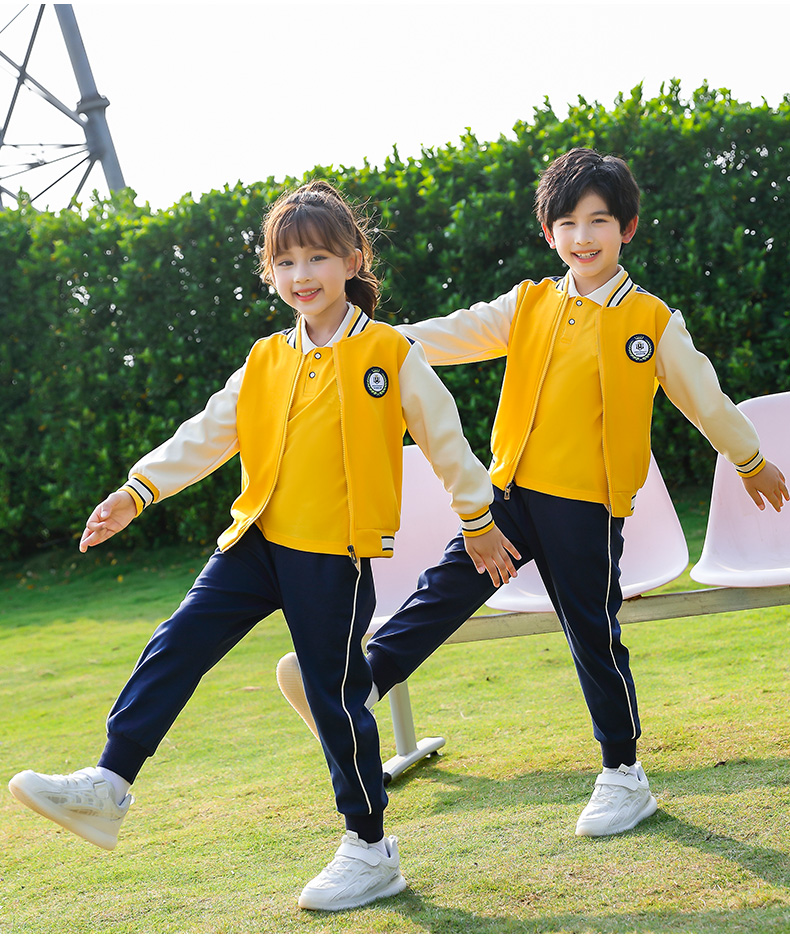 Autumn and winter primary and secondary school students sports British style school uniform long-sleeved suit two-piece suit (including badge) 669-302