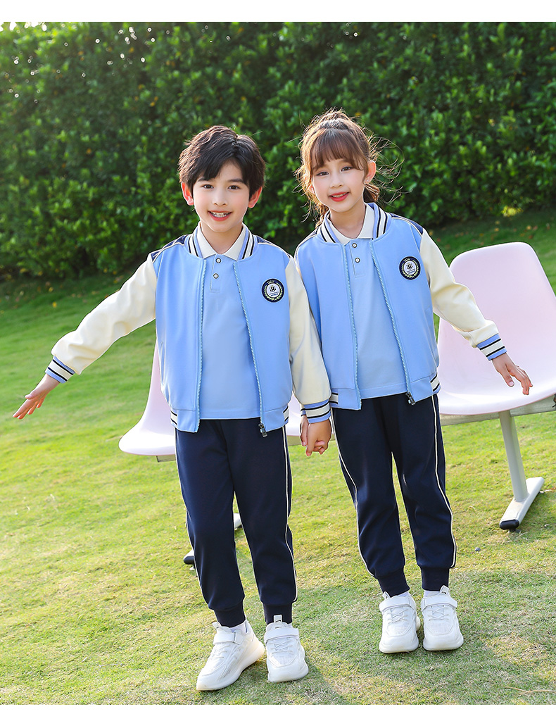 Autumn and winter primary and secondary school students sports British style school uniform long-sleeved suit two-piece suit (including badge) 669-302