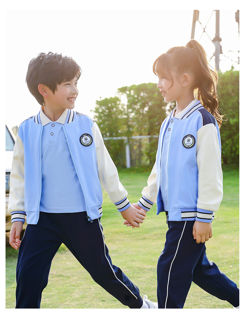 Autumn and winter primary and secondary school students sports British style school uniform long-sleeved suit two-piece suit (including badge) 669-302