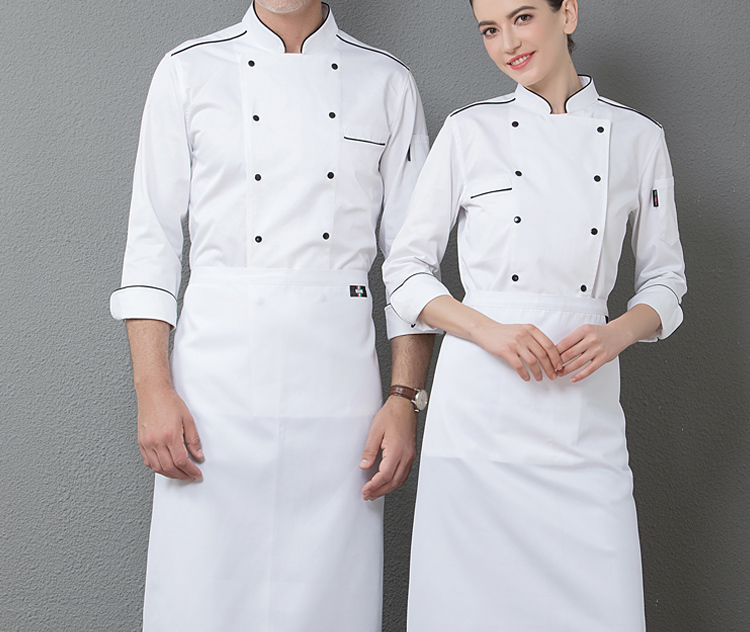 Shoulder stripe long sleeve chef uniform top H01-18187