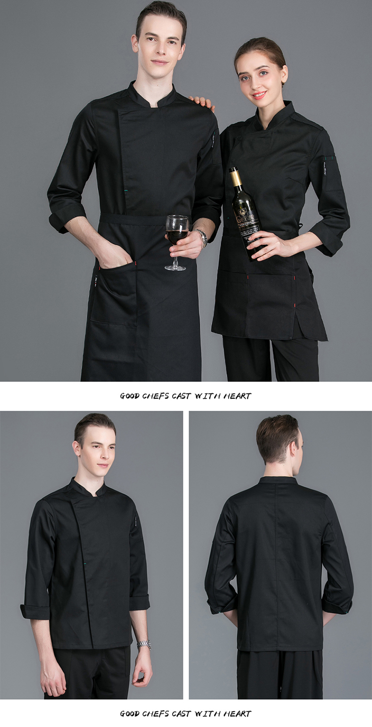 Full process polyester cotton bar knot long sleeve chef uniform H02-21LY072-075