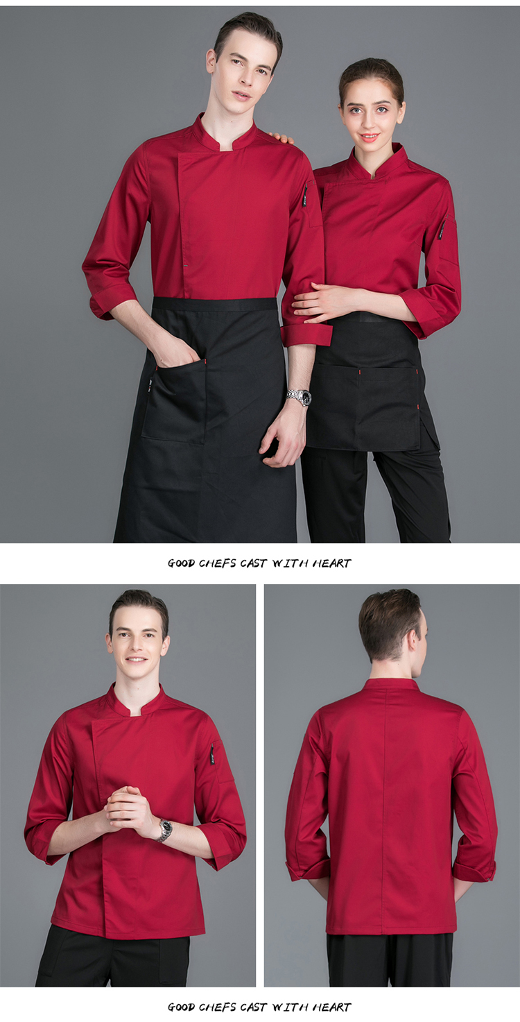 Full process polyester cotton bar knot long sleeve chef uniform H02-21LY072-075