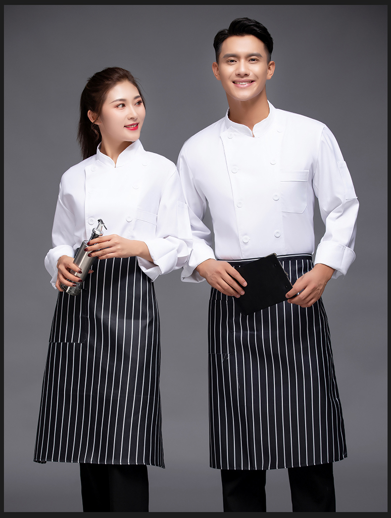 Solid color double row restaurant long sleeve chef uniform top H12-L030